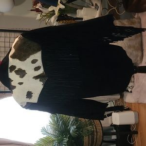 Vintage Suede Cowhide Fringed blazer w/matching belt